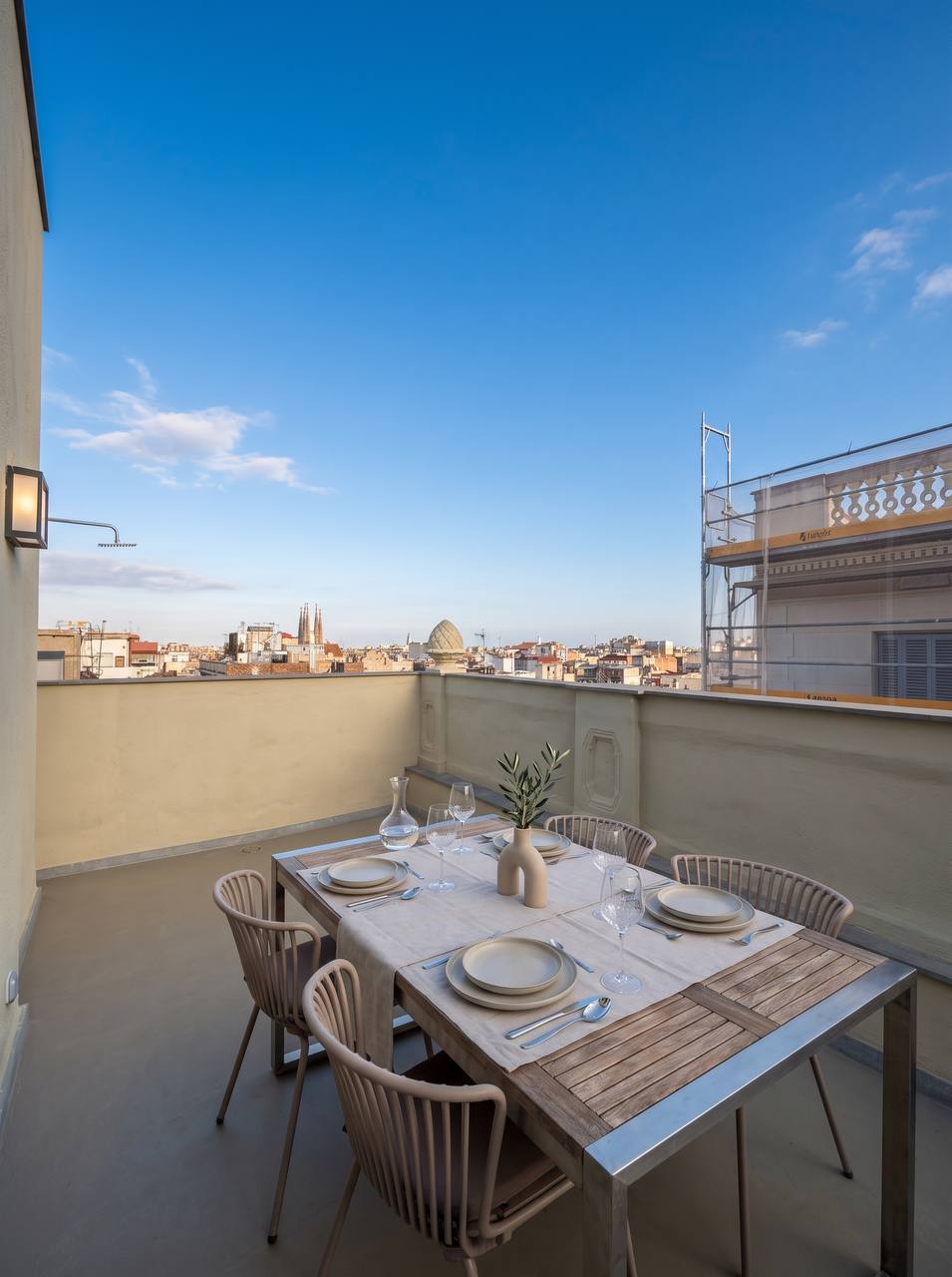 Studio terrace overlooking Barcelona and Sagrada Família